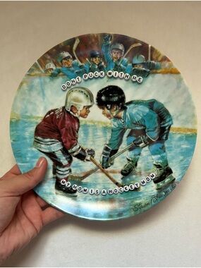 Vintage Hockey Mom Plate | Funny Hockey Decor | Handmade Wall Art